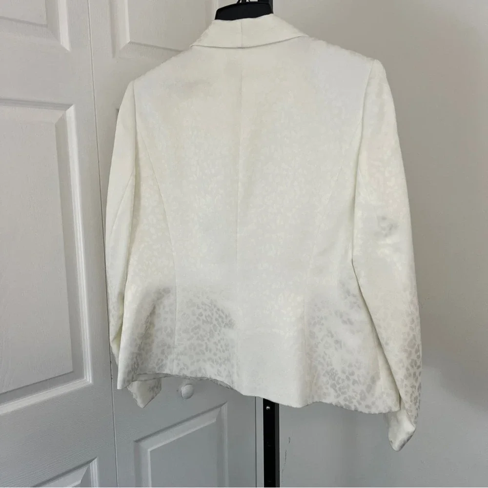 Kasper Size 10 Ivory Single Breasted Shawl Long Sleeve Jacket Blazer Lined - Picture 2 of 4